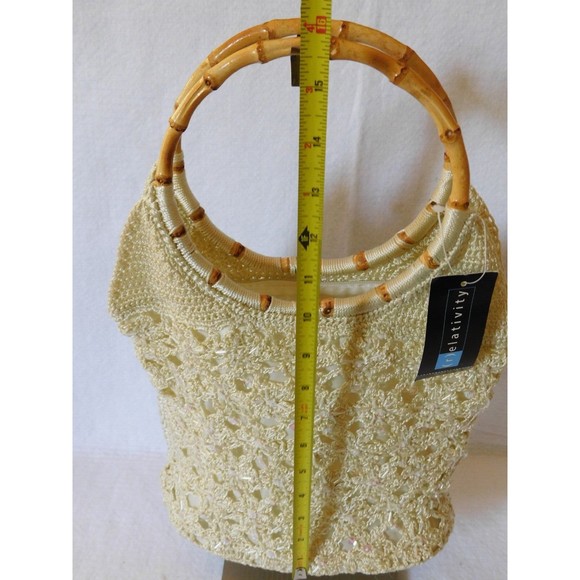 Relativity Purse Handbag Macrame Wood Handle Bag - Picture 11 of 14